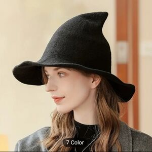 Witch bucket knit black bucket hat conical Halloween Fall Wiccan BNWT